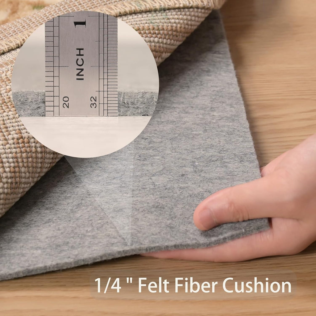 Non Slip Rug Pad 5x7 Feet Carpet Padding, Under Rug Padding Cushioned for Hardwood Floors, Thick Felt Cushion Carpet