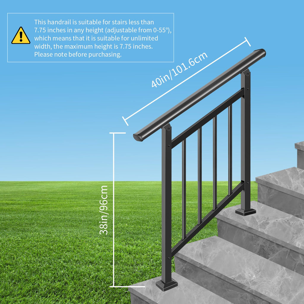 Adjustable Hand Rails for Outdoor Steps, 3‐Step Stair Railing Kit