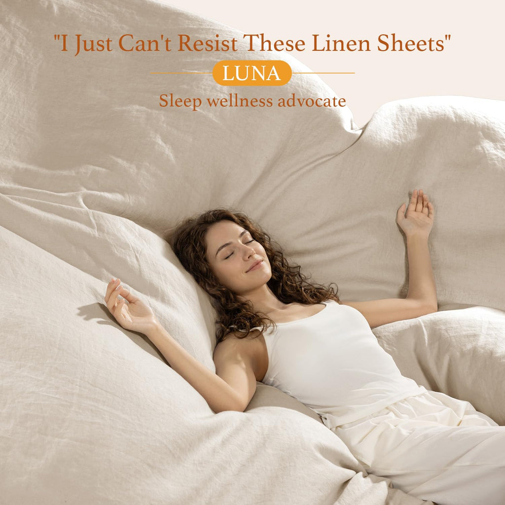 100% Pure Linen Sheets Set, French Linen Flax Bed Sheets 4 Pcs