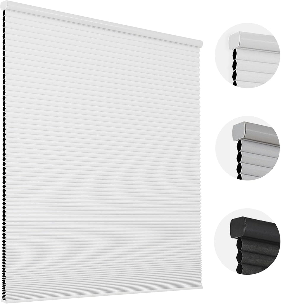 No Tools No Drill Window Blinds for Indoor Windows, Blackout - A White