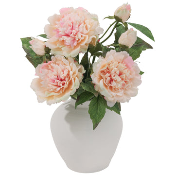 3Pcs Real Touch Artificial Peonies, Champagne Pink Faux Silk Flowers