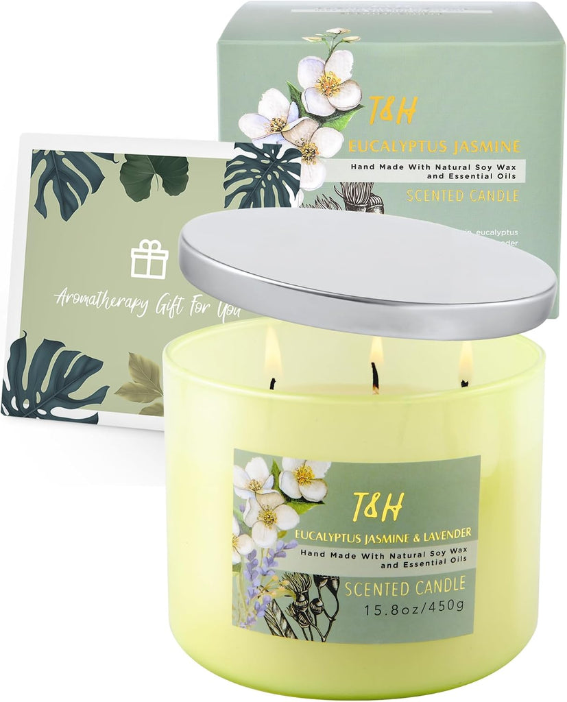 Eucalyptus Jasmine Lavender Scented Candle, 3-Wick Soy Candle - Set of 158
