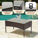 4 Pieces Wicker Patio Conversation Set Patio Furniture Set with Rattan Chair Loveseats Coffee Table for Outdoor Indoor Garden Backyard Porch Poolside Balcony,Brown Wicker/Red Cushions A106-B0BMPVCLBP