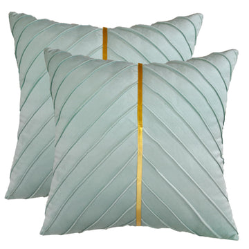 Velvet Throw Pillow Covers 22x22 Pack of 2 Gold Decor Mint Green
