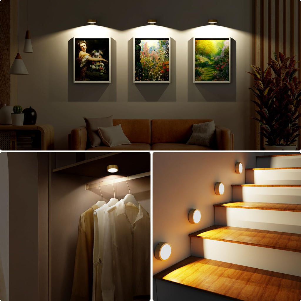 Picture Lights for Wall, Rechargeable Battery Operated Wireless Magnetic Painting Lights with Remote Dimmable