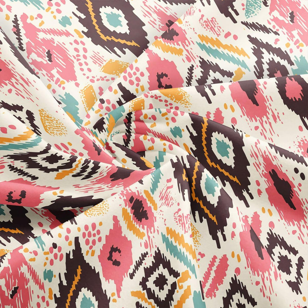 Mexican African Pattern Fabric by The Yard, Tribal Ethnic Abstract Art Soft Polyester No Stretch Sewing Craft, Aztec