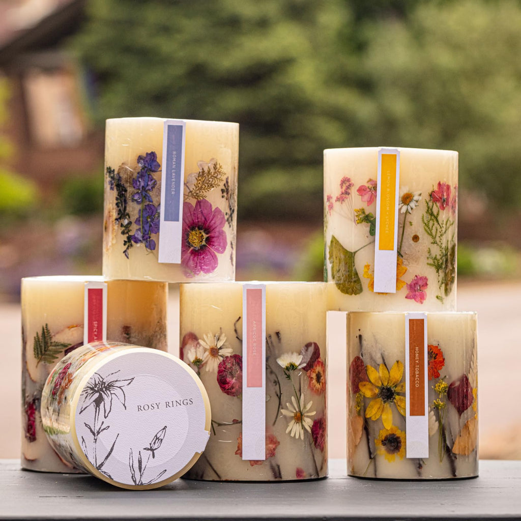 Large Round Botanical Candle - Spicy Apple 6.5" Burn Time 200 Hours Notes of Cardamom, Cinnamon, Clove, Long Lasting