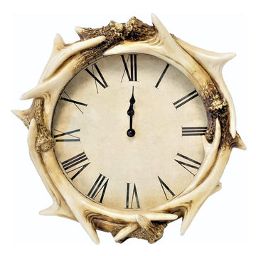 Faux Antler Wall Clock, Rustic 14'' Vintage Decorative