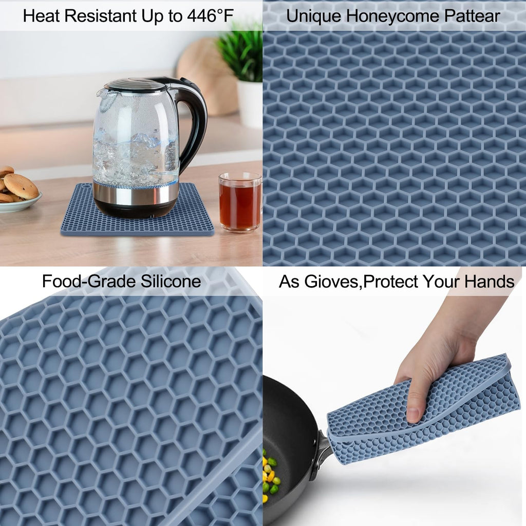 Silicone Trivet Mat, Silicone Trivets for Hot Pots and Pans, Non-Slip & Heat Resistant Silicone Hot Pad - Set of 4