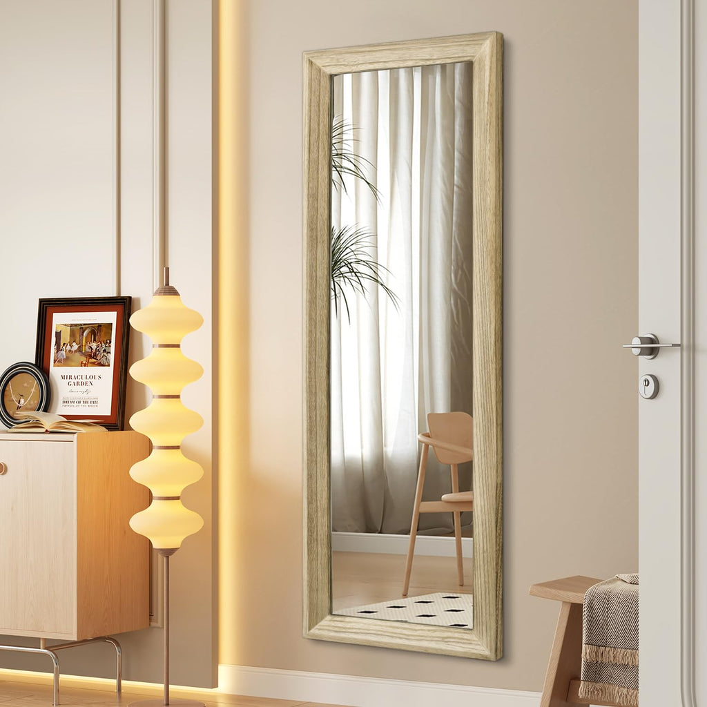 Full Length Door Mirror Wooden Frame Large Mirrors for Wall 58"x20" Rectangular Living Room Bathroom Dressing Room