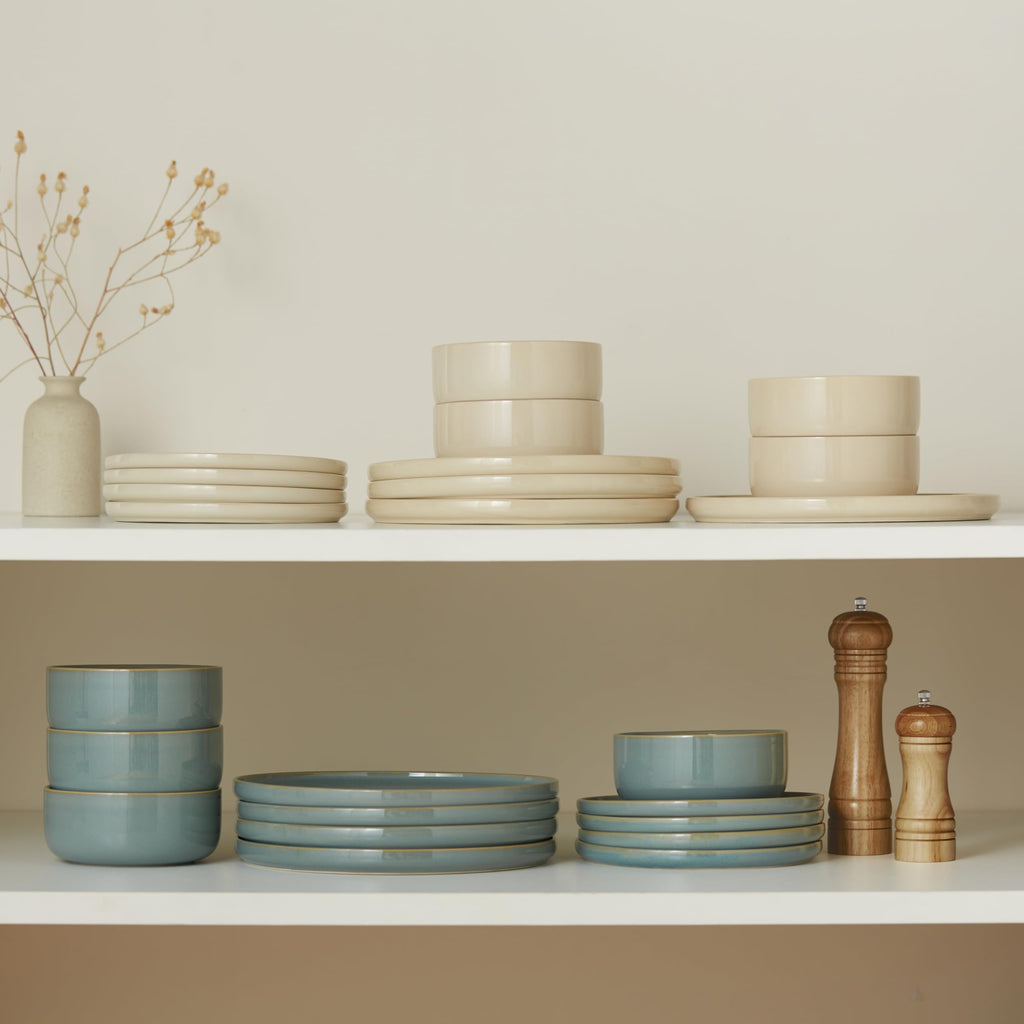 Dinnerware Set, 12 Piece, by, Ceramic 10.5"Dinner Plates, 8.2"Salad Plates and 25 oz Soup Bowls, Stoneware