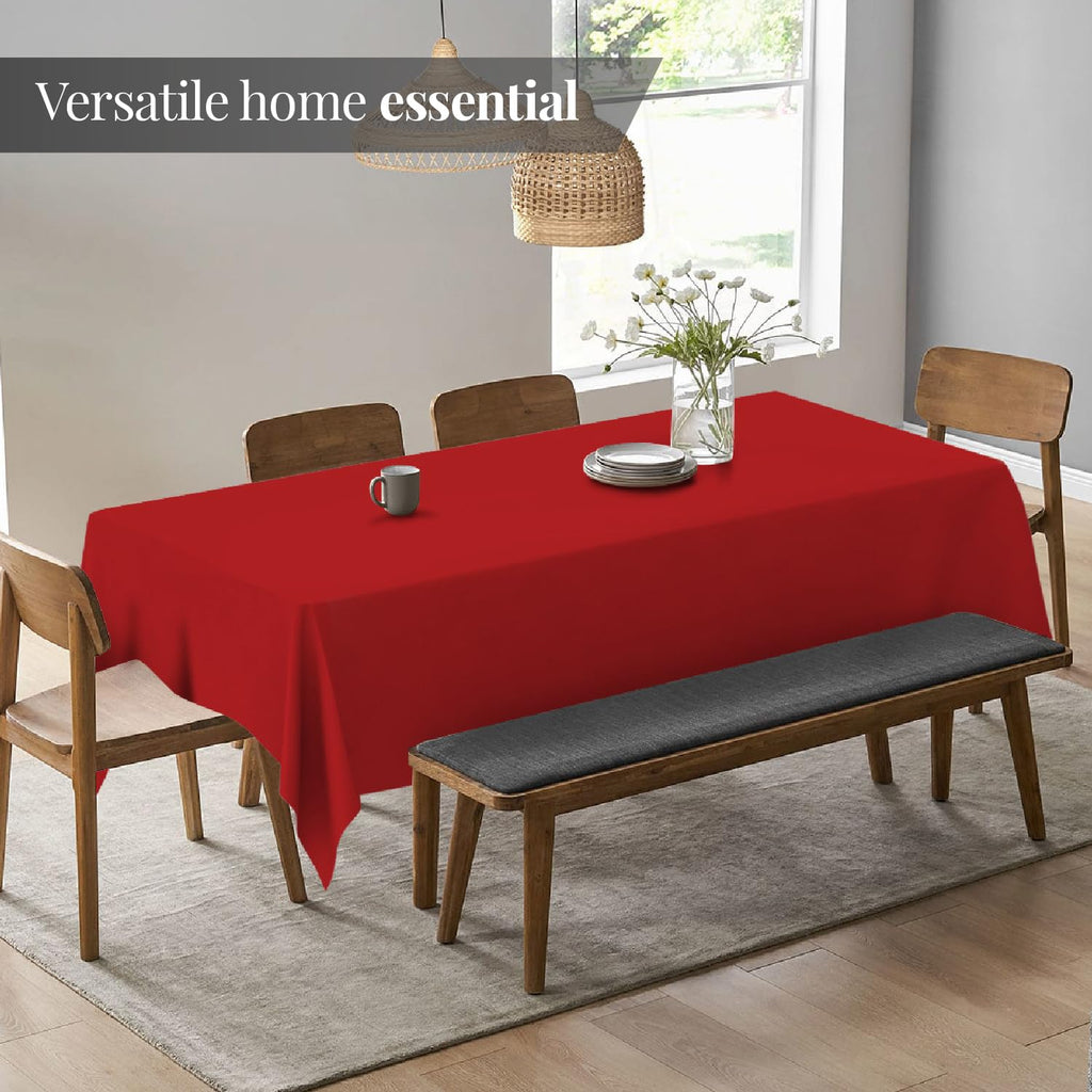 Wealuxe Red Tablecloth 60x102 - Rectangular 6 feet Table Cover Cloth 200 GSM, 2 Pack