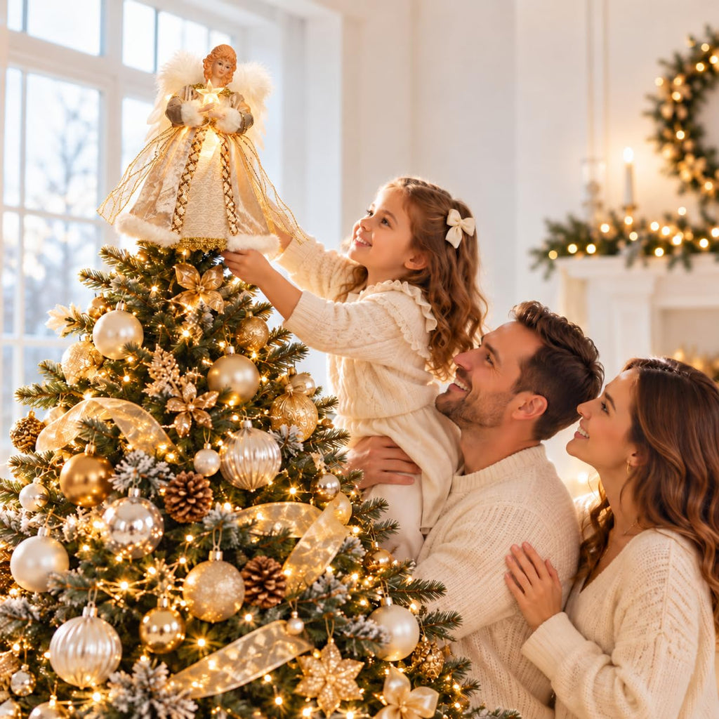 Moving Angel Christmas Tree Topper with Lights