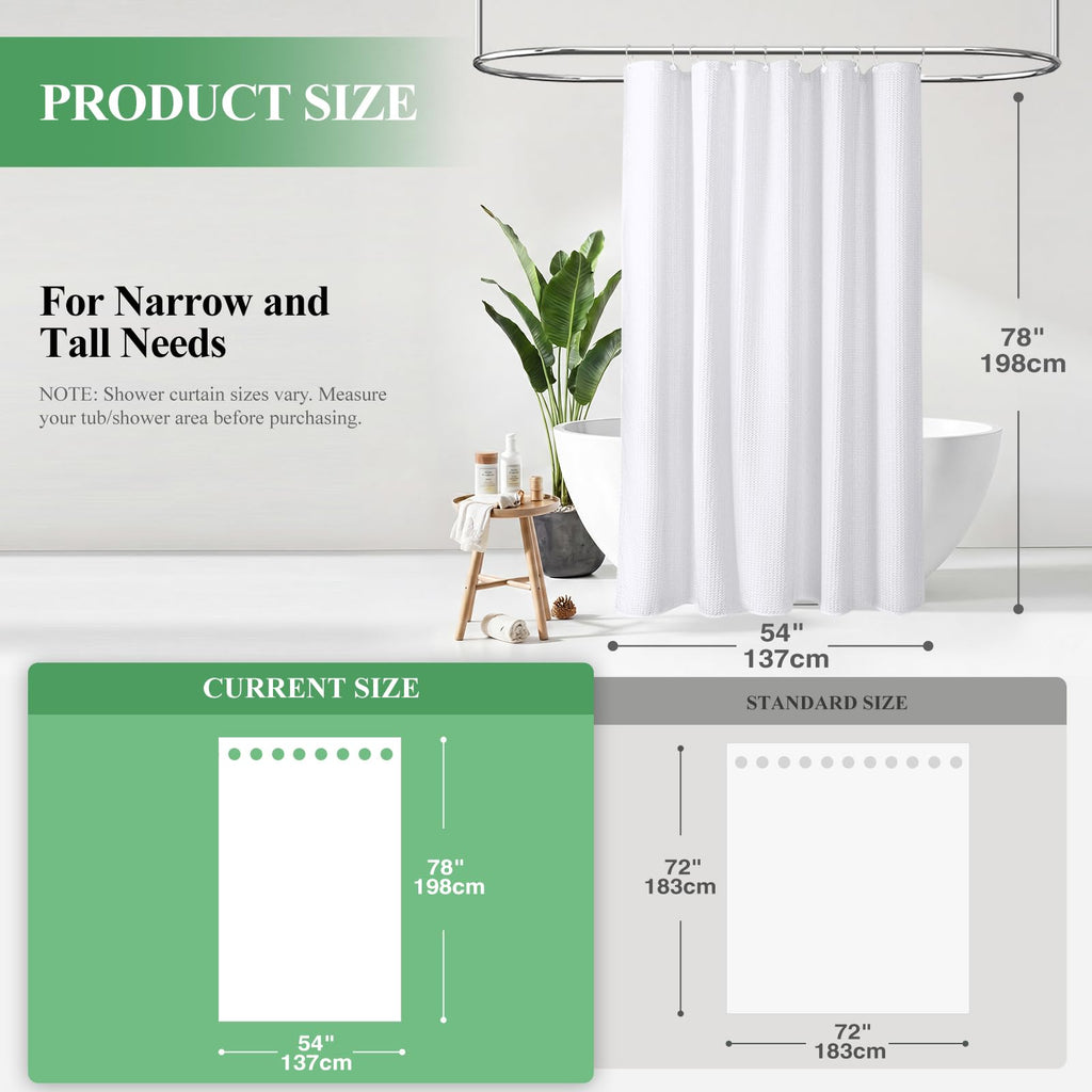 Stall Waffle Shower Curtain 256 GSM Heavy Fabric 54x78 White