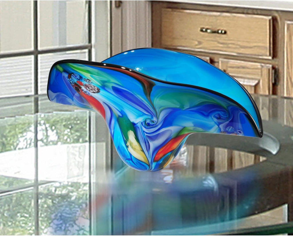 Hand Blown Art Glass Bowl - Decorative Centerpiece
