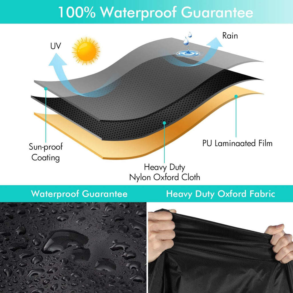 Patio Chaise Lounge Cover Waterproof, Heavy Duty Outdoor Lounge Chair Covers, Black Durable Patio Furniture Covers