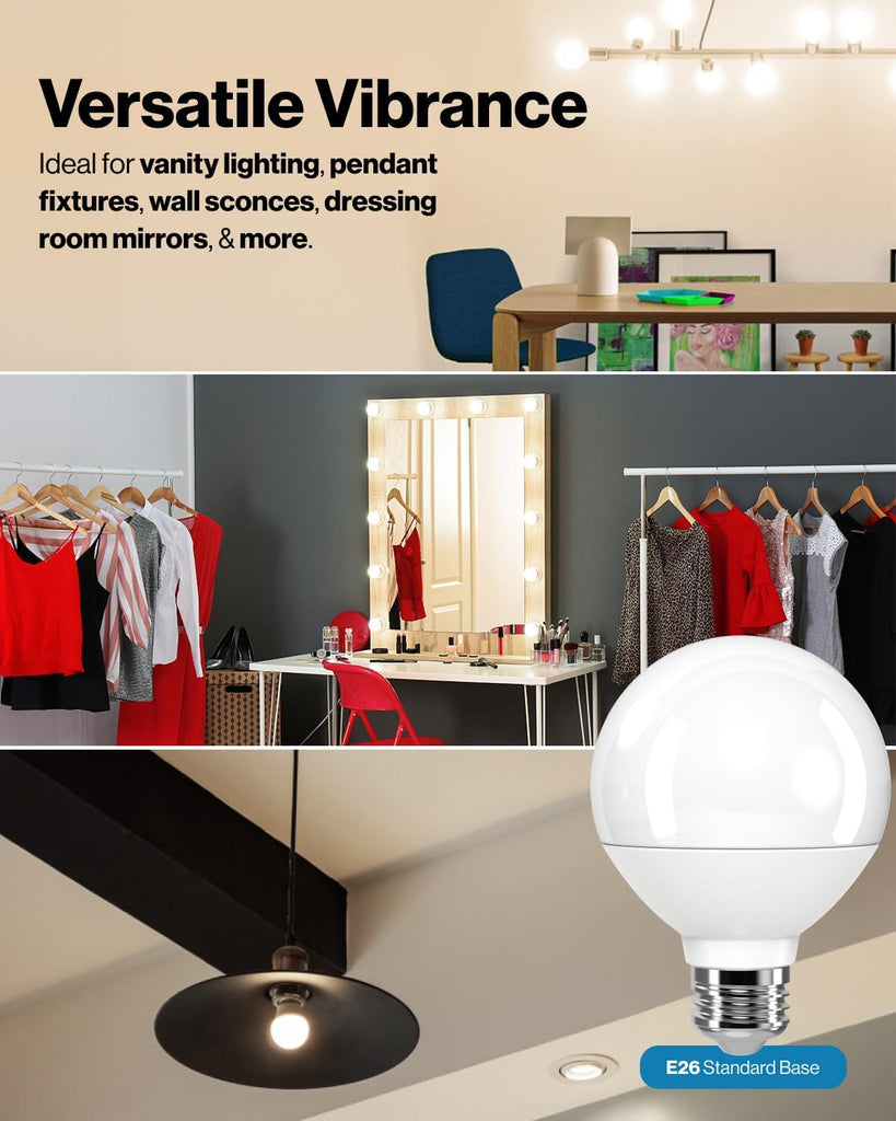 12 Pack G25 LED Light Bulbs, Globe Vanity Lights for Bathroom High Output, 1000 LM, 11W (100W Equivalent), 3000K Warm