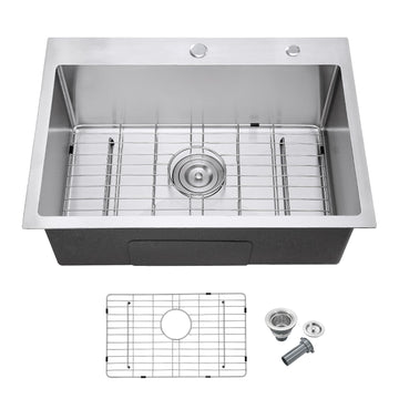 25"x18" Drop-In Single Bowl 2-Hole Stainless Steel