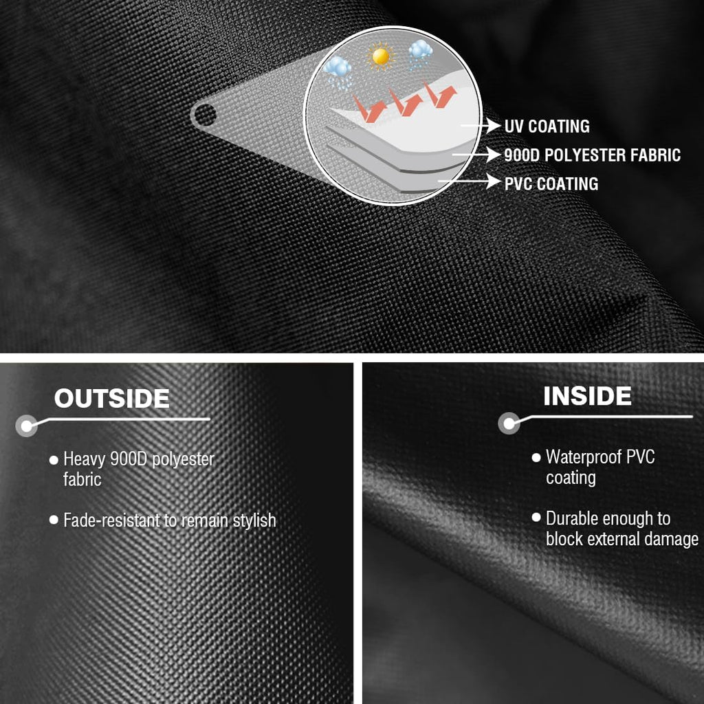 Grill Cover 65 x 30 x 46 inch, 900D Heavy Duty Gas BBQ Cover w/Side Fasteners Straps, Waterproof & Weather Resistant