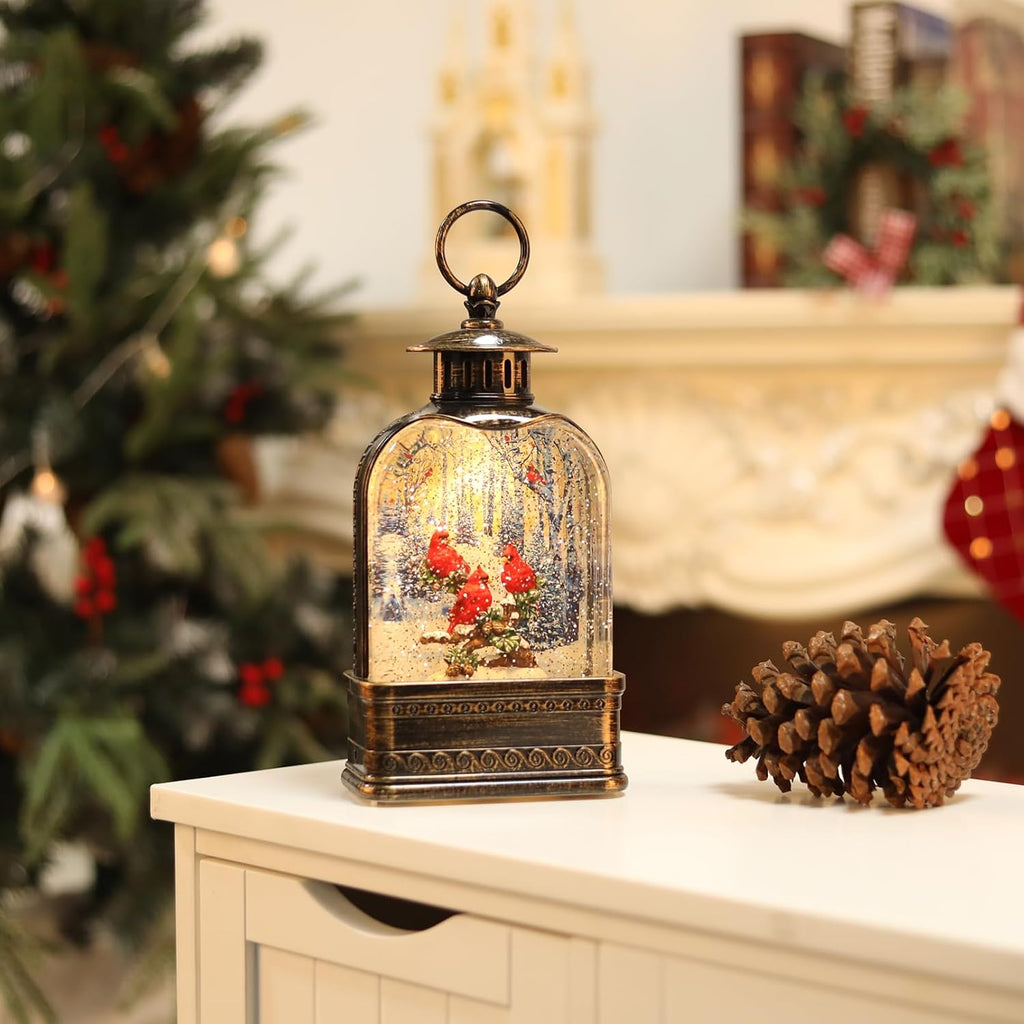 11Inch Christmas Snow Globes Cardinal Gifts, Musical Cardinal Snow Globe Glitter Light Up, Christmas Decorations