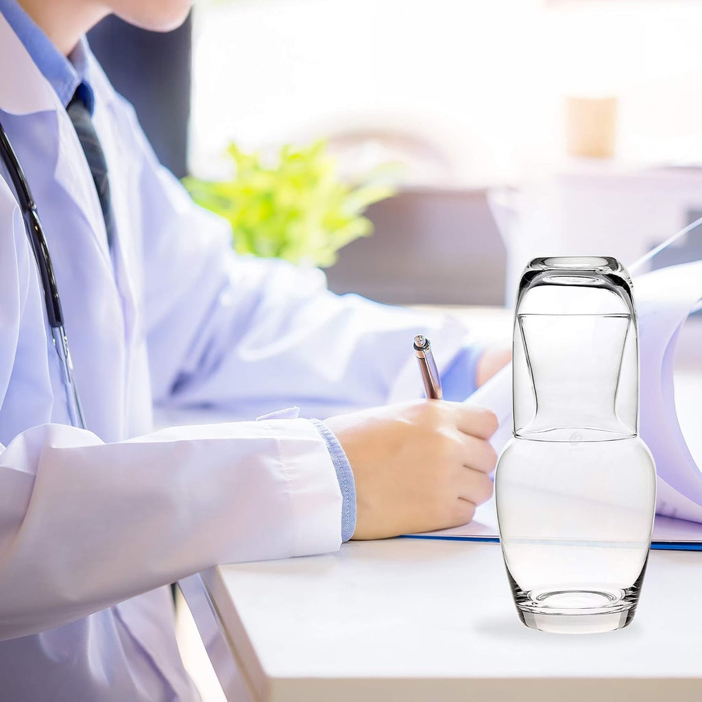 Bedside Carafe With Tumbler - Clear Glass - 2 Piece Water Pitcher And Cup Night Set