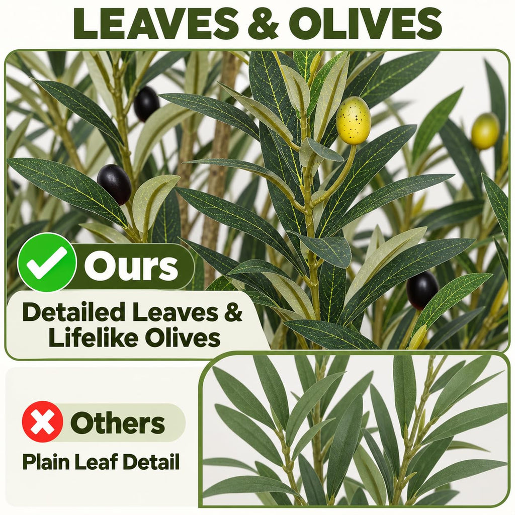 8FT Artificial Olive Tree, Faux Olive Tree with Realistic Leaves and Olive Fruits, Tall Fake Olive Tree for Indoor