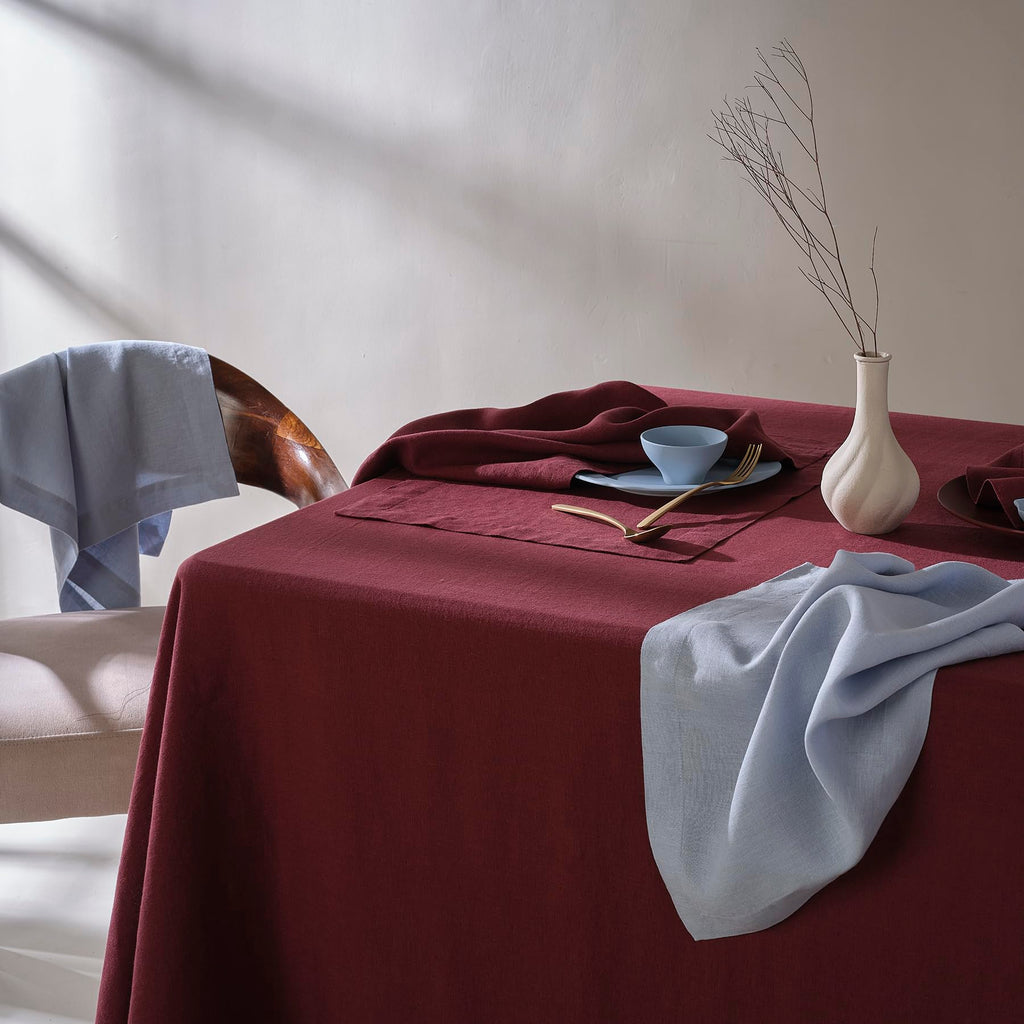 100% Pure Linen Rectangle Tablecloth, 70 x 144 In, Ivory