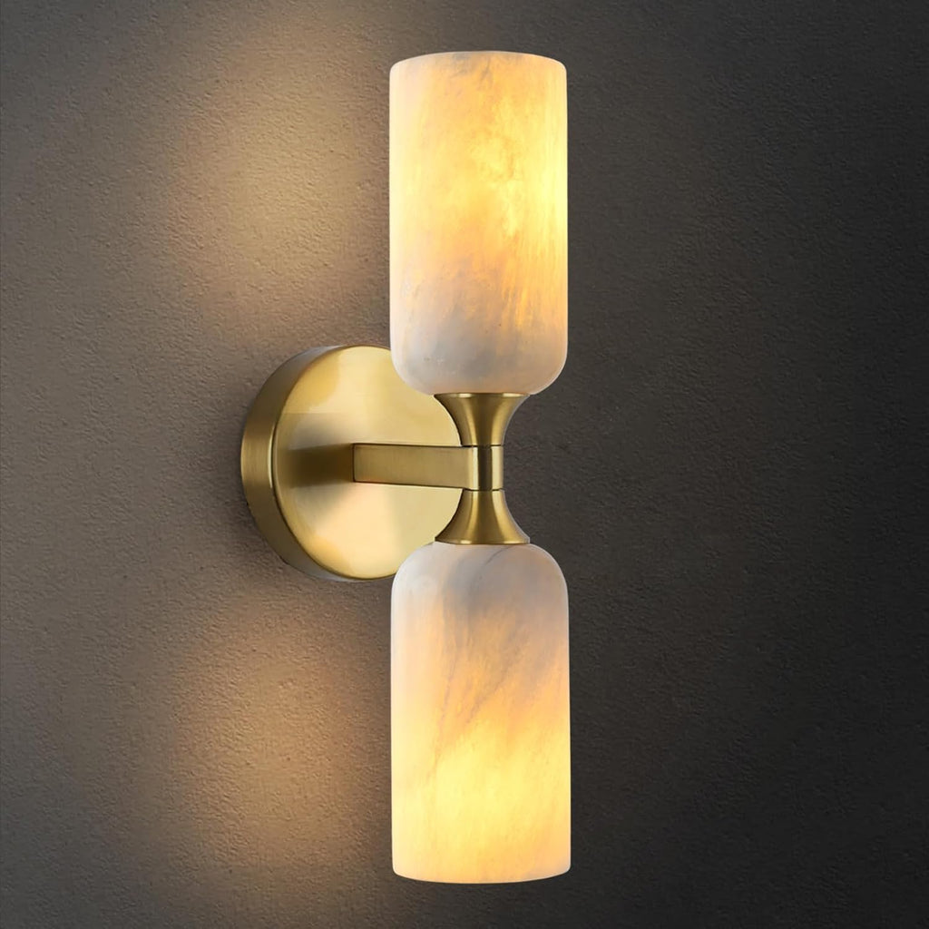 Natural Alabaster Wall Sconce Light Marble Wall Light Bathroom Vanity Sconce Mid Century Stone Wall Mount Light Gold