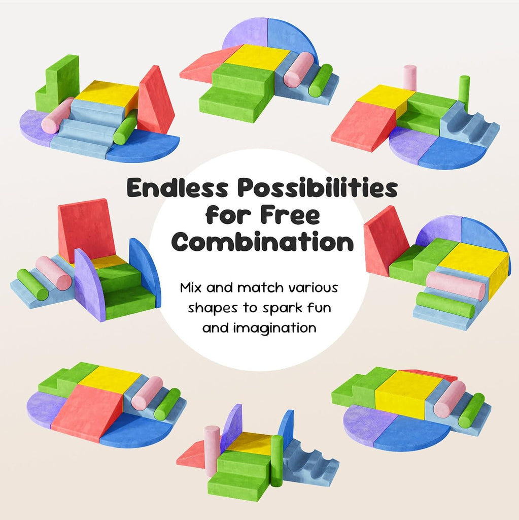 Piece Soft Foam Climbing Blocks Soft Play Set for Toddlers 1-3