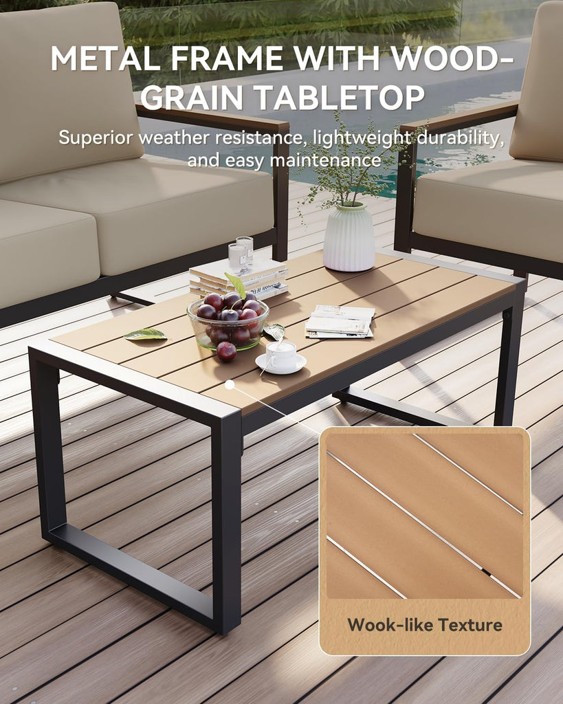 Aoxun Patio Furniture Set, 4 Piece Outdoor Patio Furniture with Thick Cushions
