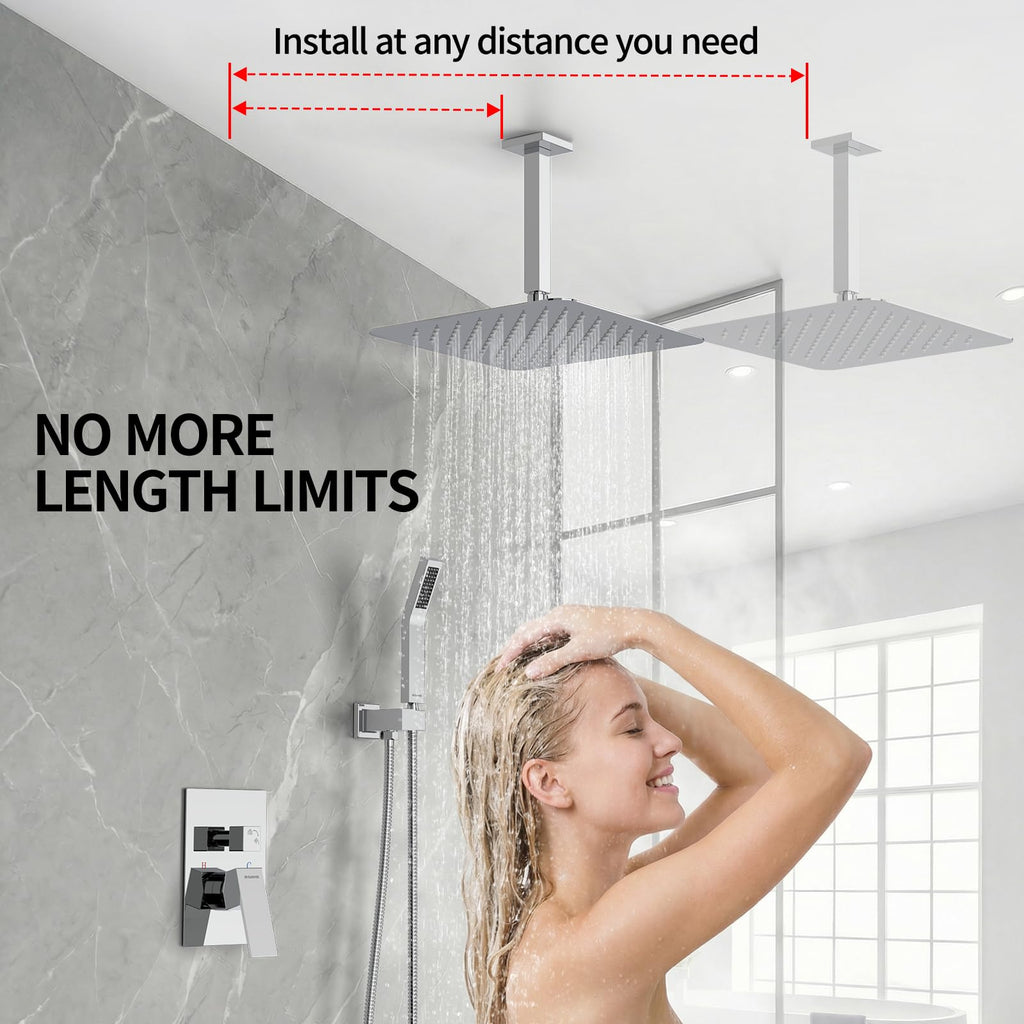 12 Inch Ceiling Mount Rain Shower System,Polished Chrome