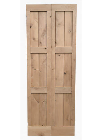 30in x 80in Unfinished Alder Wood Bifold Shaker Door - Pre-Assembled Slab for Closet, Pantry, or Laundry Room (30x80)