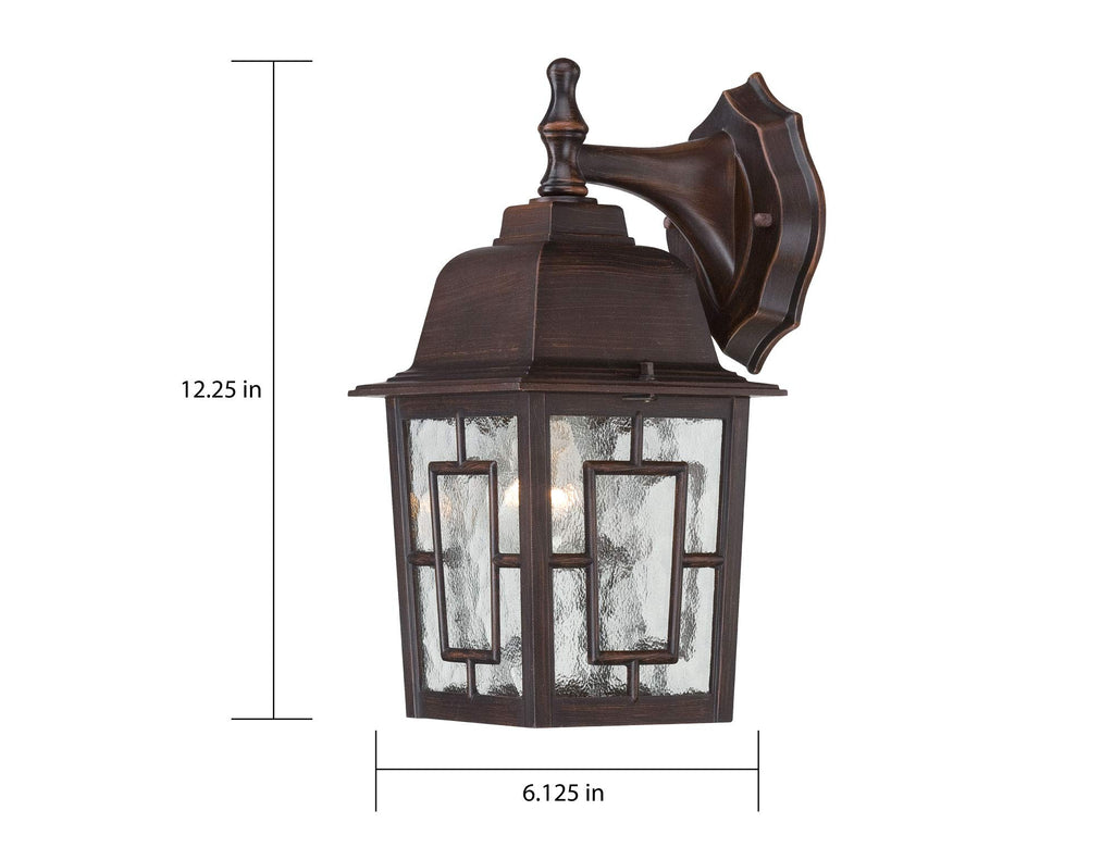 60/4922 Banyon One Light Wall Lantern/Arm Down 100 Watt A19 Max. Clear Water Glass Rustic Bronze Outdoor Fixture