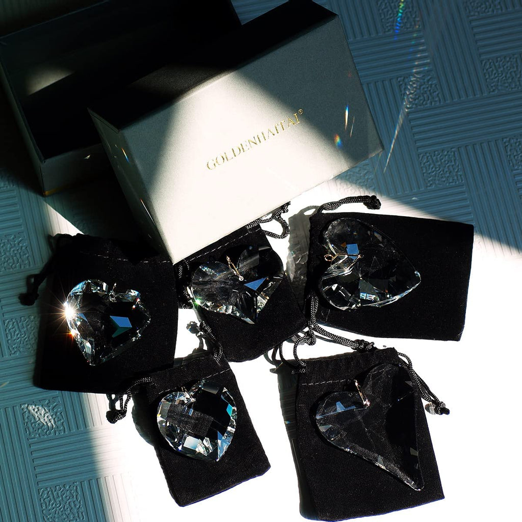 5pcs Heart Crystal Prisms Suncatcher Ornament Pendant Gifts
