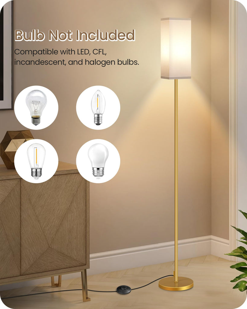 2Pack Floor Lamp, Pole Lamp with Foot Switch, Modern Standing Lampshade, Minimalist Freestanding Lamp (Bulb Not