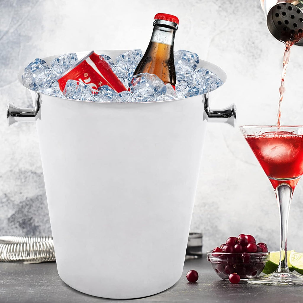 Champagne Bucket with Stand, 5L Stainless Steel Ice Bucket Stand Removable Wine Cooler with Handles, 35.83 Inch Tall