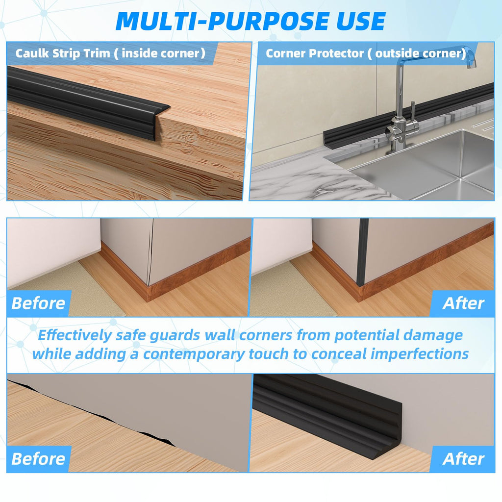 10FT Flexible Wall Corner Protector Moulding Trim, Peel and Stick Inside & Outside Wall Corner Guards Edge
