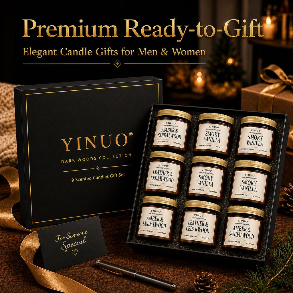 Scented Candle Gift Set, 9 Pack 3.5oz Fall & Winter Amber Jar Candles