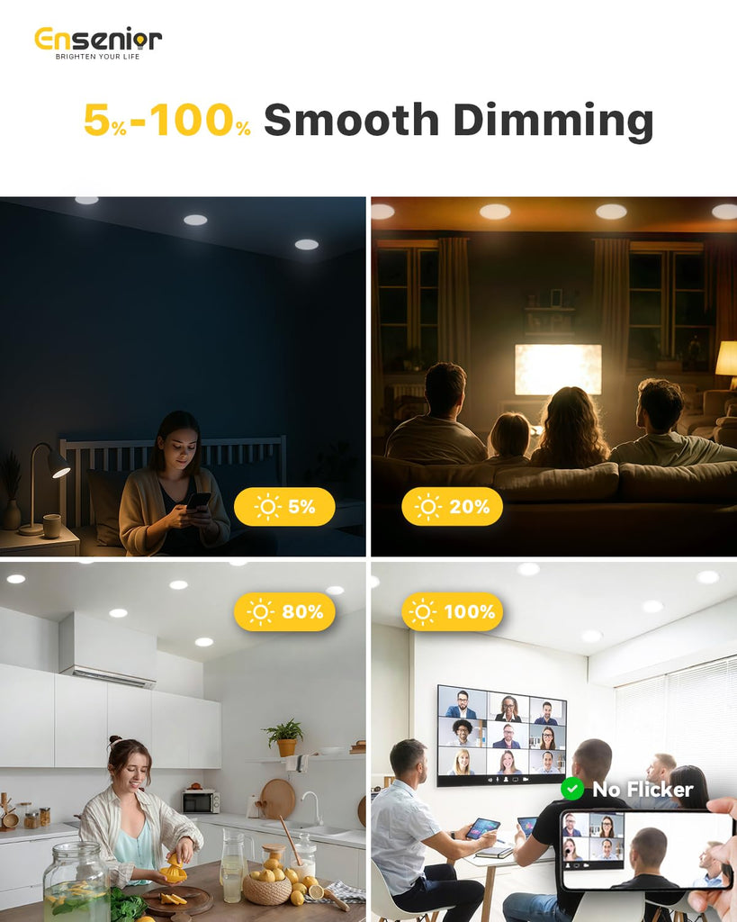 24 Pack 4 Inch LED Recessed Light, 6000K Dimmable Canless Wafer