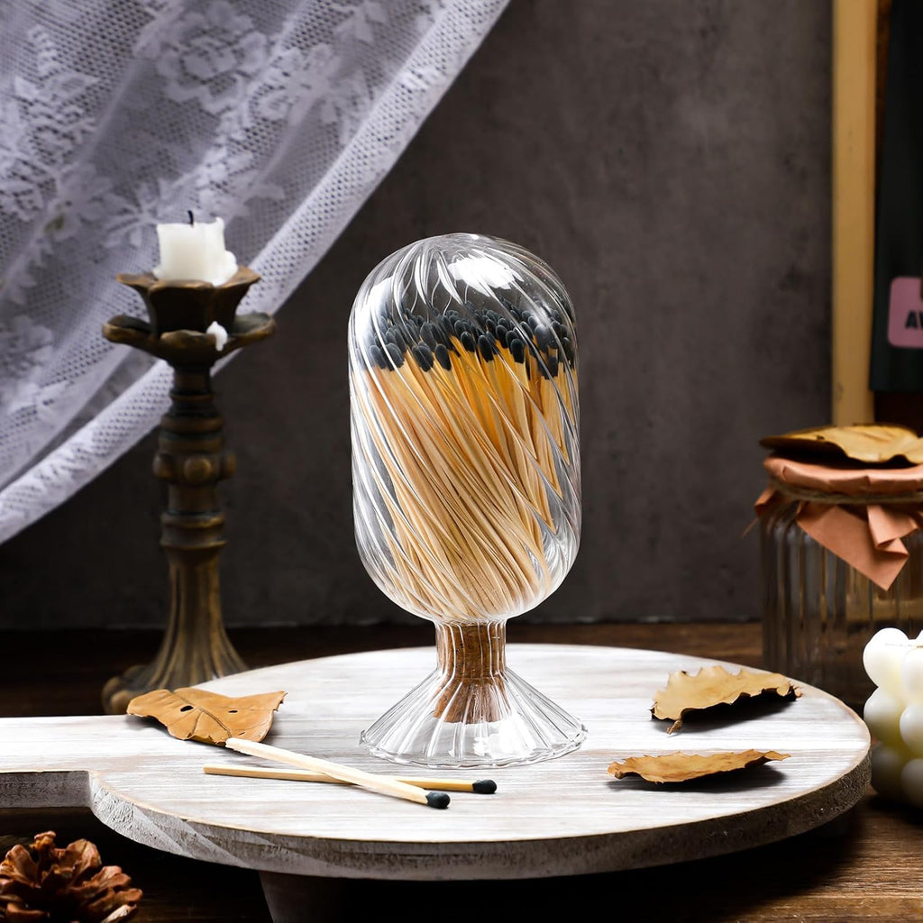 Helix Glass Match Cloche Cork Lid,Clear,2.95 x 6.1 inches