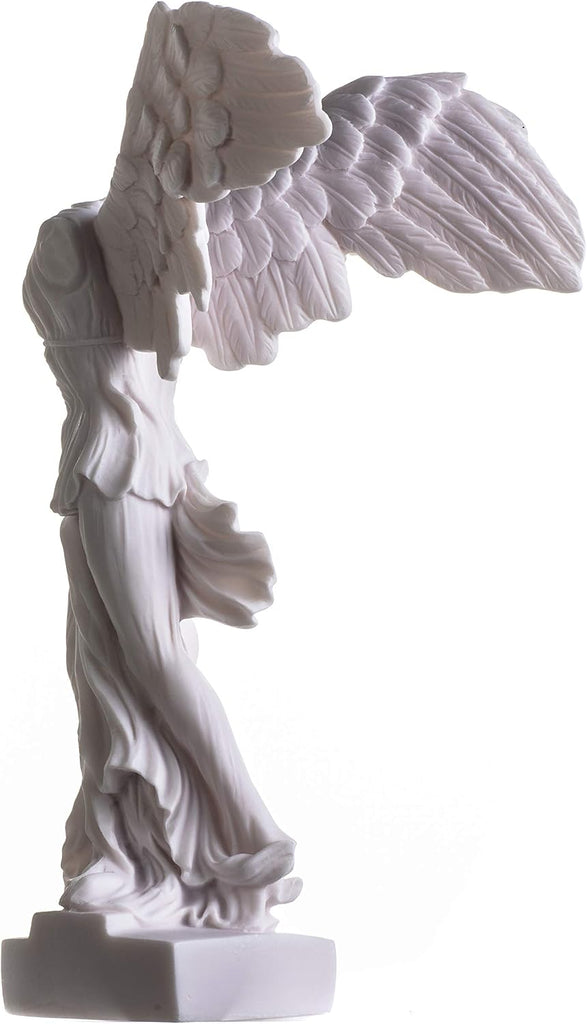 Winged Victory of Samothrace Statue Alabaster Ancient Ruins Louvre Museum Figurine 13.8 Inches
