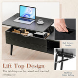 Wood Lift Top Coffee Table with Hidden Compartment and Large Storage Shelf