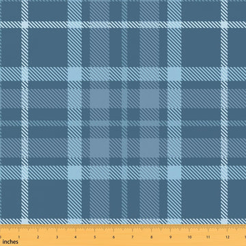 Blue Tartan Fabric By The Yard, Scottish Plaid Upholstery Fabric