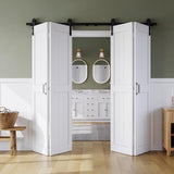 Bifold Barn Door 60" x 84", MDF Bi-Fold Sliding Closet Doors with Hardware Kit Included, Pre-Finishe