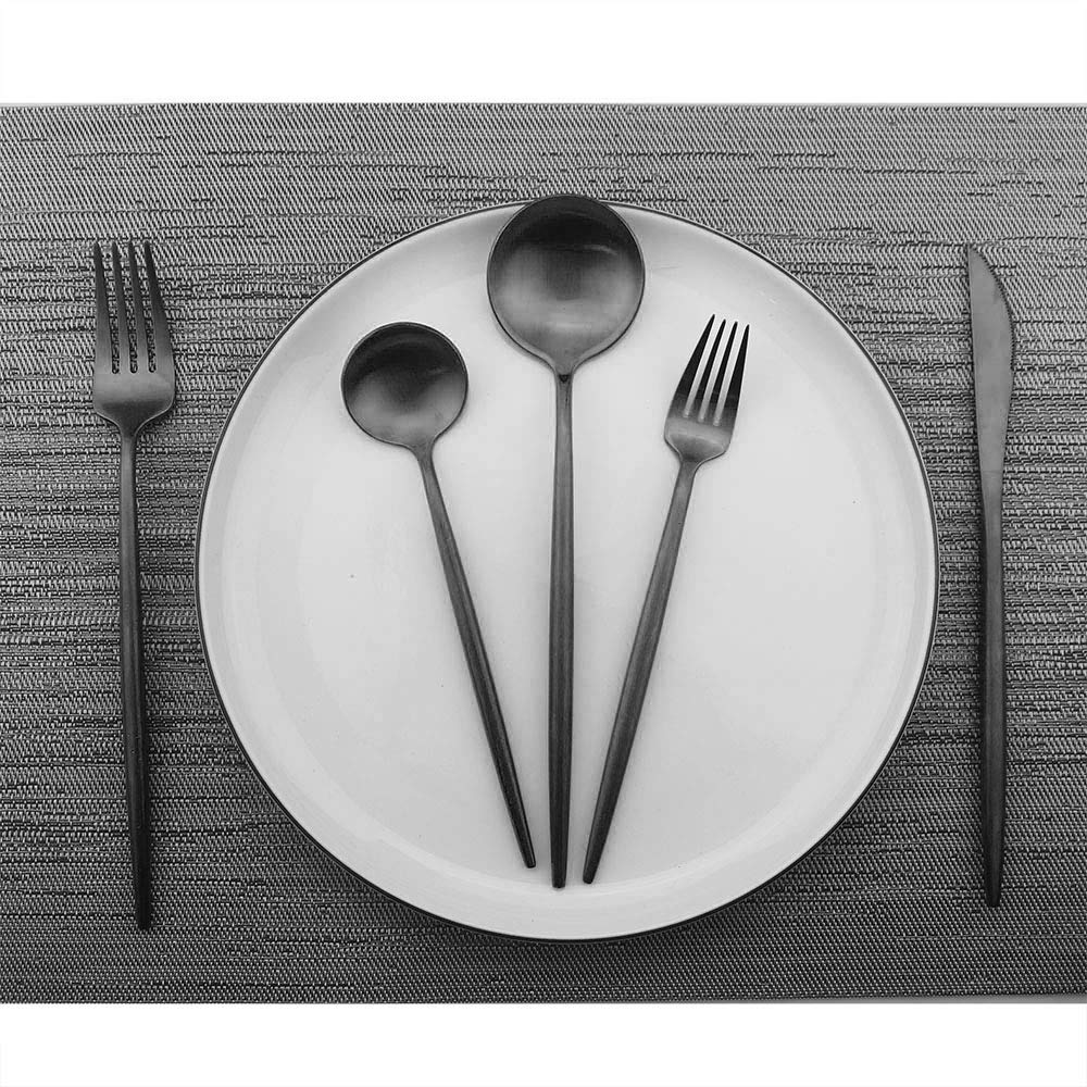 Luxury Black Flatware, Silverware Sets, 6-pieces Elegant Cute 18/10 Stainless Steel Silverware Set for Eating Home