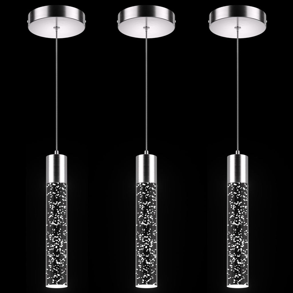 Pendant Lights Kitchen Island, 6500K Modern Kitchen Island Lights Brushed Nickel, 3 Pack Ceiling Lighting Fixtures