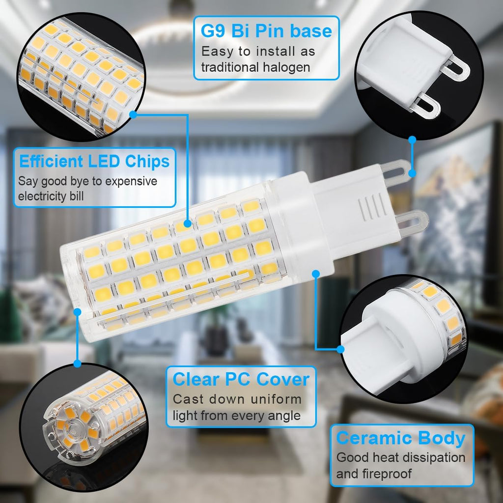Dimmable G9 LED Bulbs, Bi Pin Base, 3000K Warm White