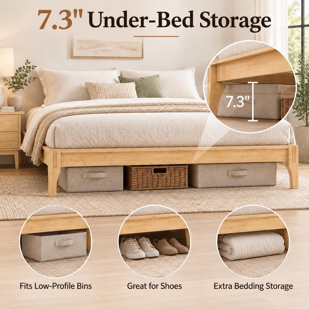 Bed Frame, Bamboo Bed Frame, Under Bed Storage