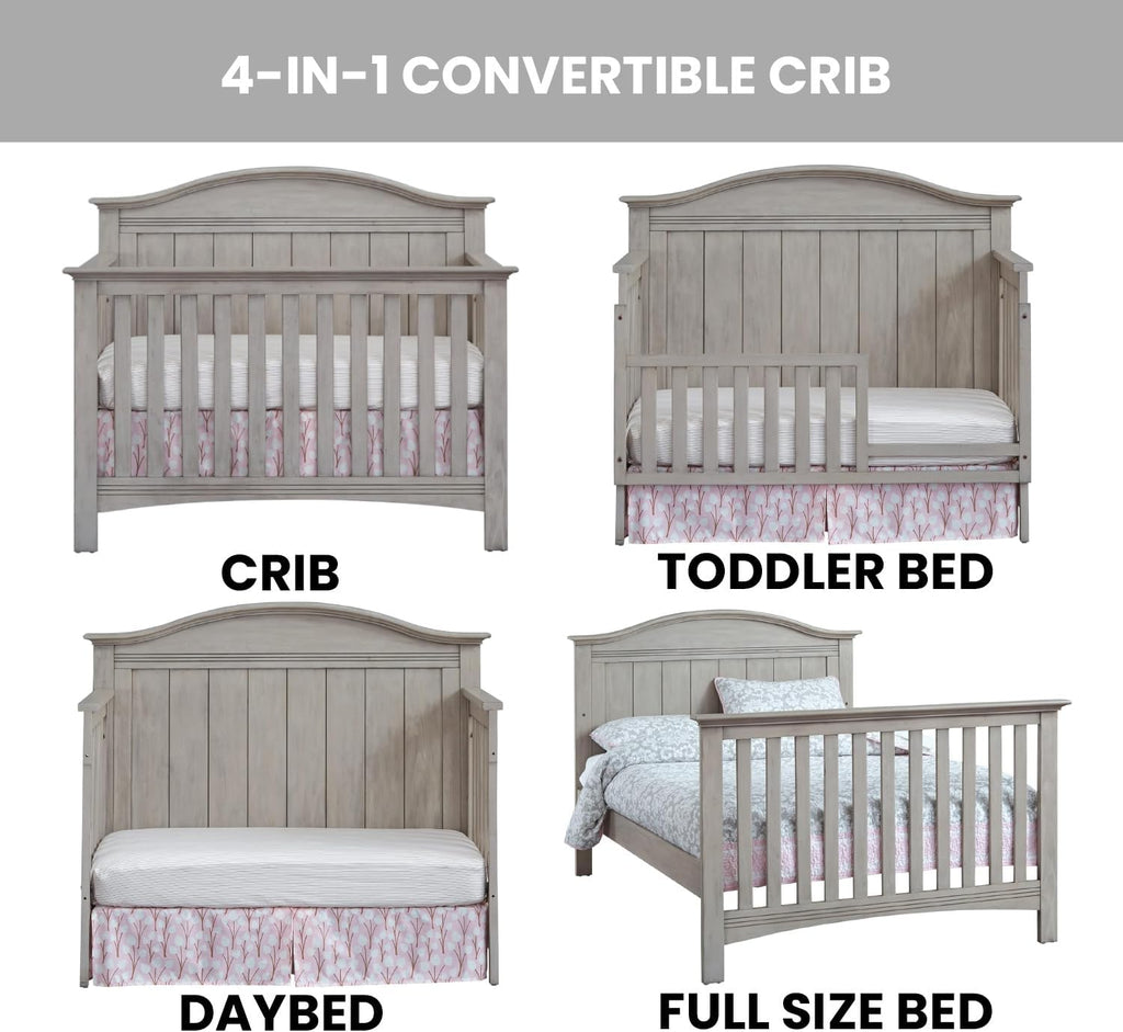 Chandler Premium 4-in-1 Convertible Crib, Stone Wash, GreenGuard Gold Certified