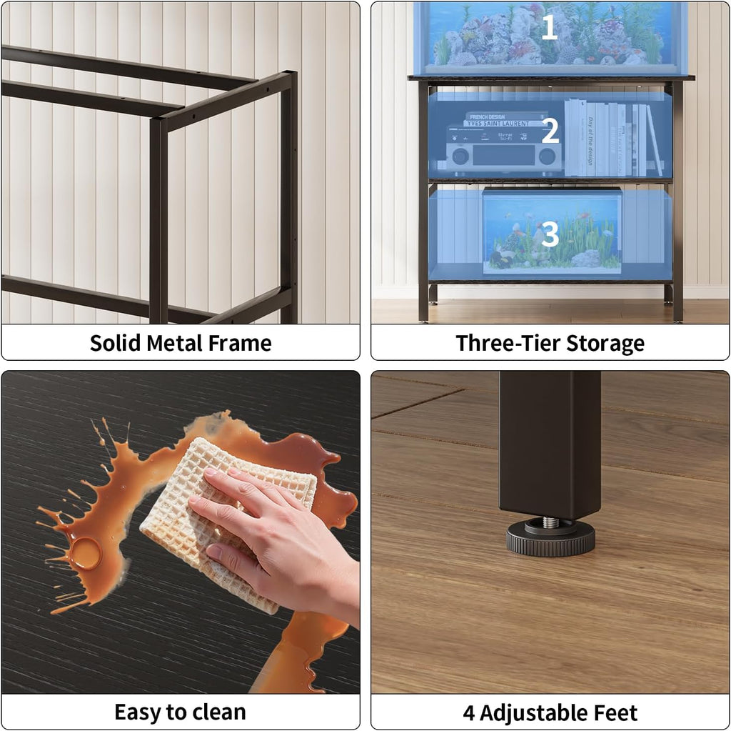 40-50 Gal 3-Tier Aquarium Stand Fish Tank Stand, Black